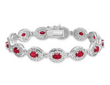 Natural Oval Ruby Bracelet 8.00 Carat (ctw) in Rhodium Plated Sterling Silver